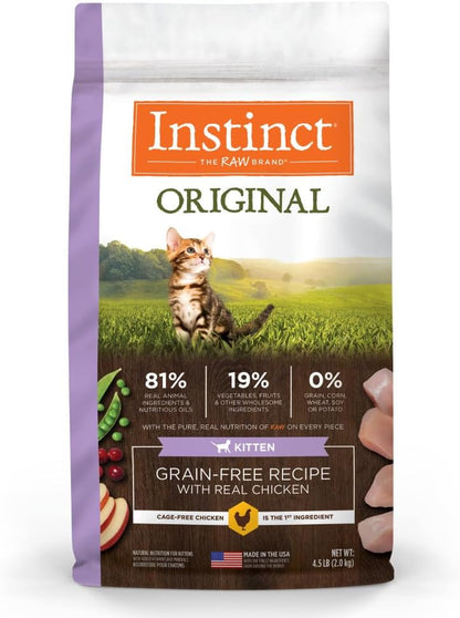 Original Kitten Dry Cat Food, Raw Coated Kibble, High Protein, Grain Free Recipe - Real Chicken, 4.5 Lb. Bag